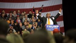 Pastor Mark Burns speaking at a rally for Donald Trump in 2016.