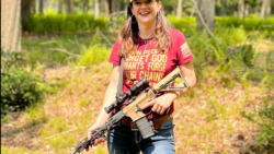 Stephanie Borowicz with assault rifle